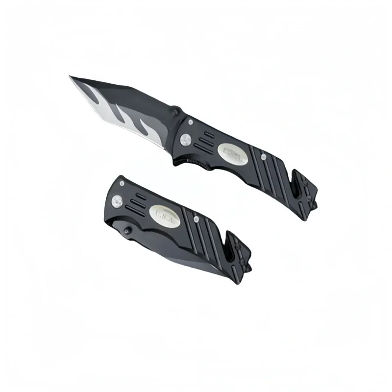 Outdoor Pocket Knife with Partially Serrated Blade – Rescue Tool wi...