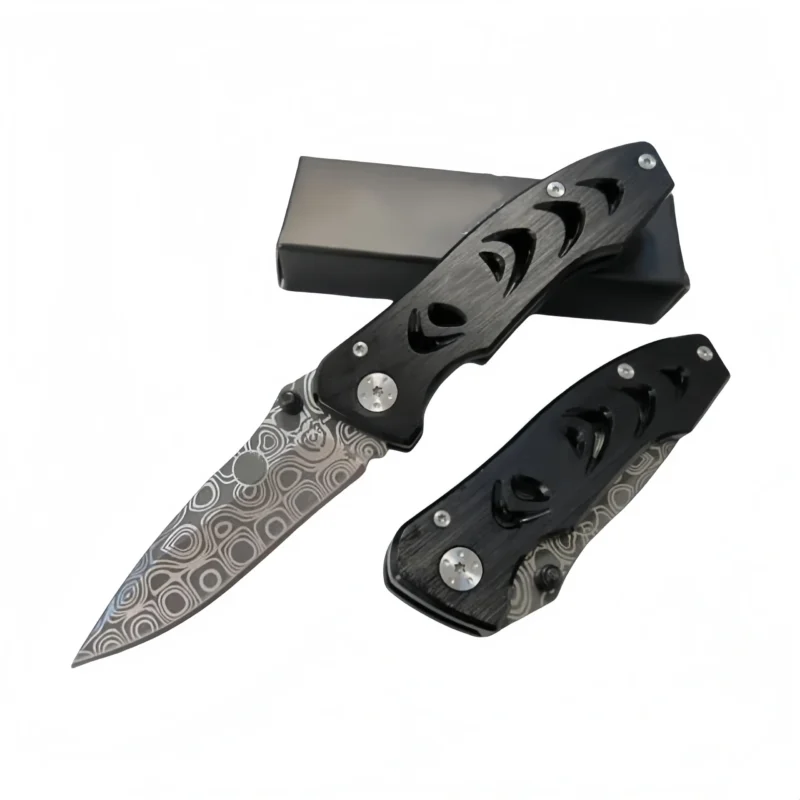 Damascus Pocket Knife EDC Pocket Knife with CNC Aluminum Handle
